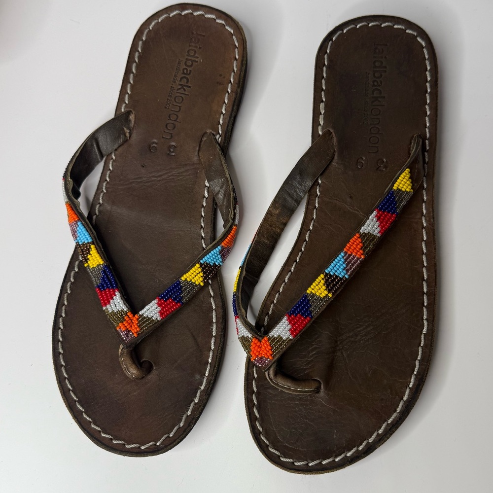 Laidback London Beaded  Sandals Size 39 Boho